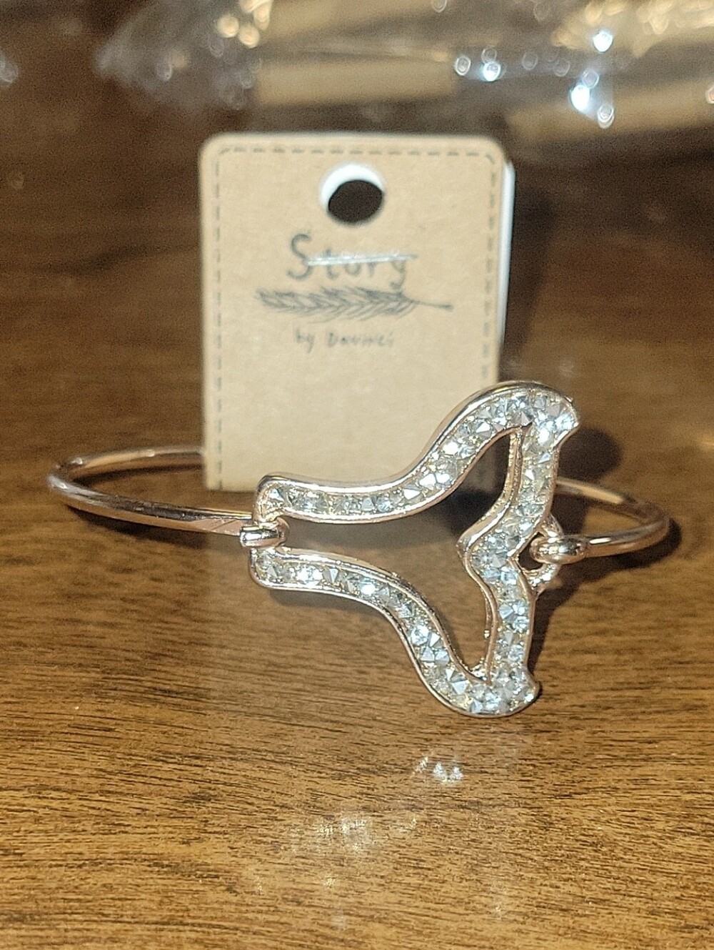 477- STORY By DaVinci Crystal-Pave Open Mermaid Tail Rose Gold Bangle Bracelet